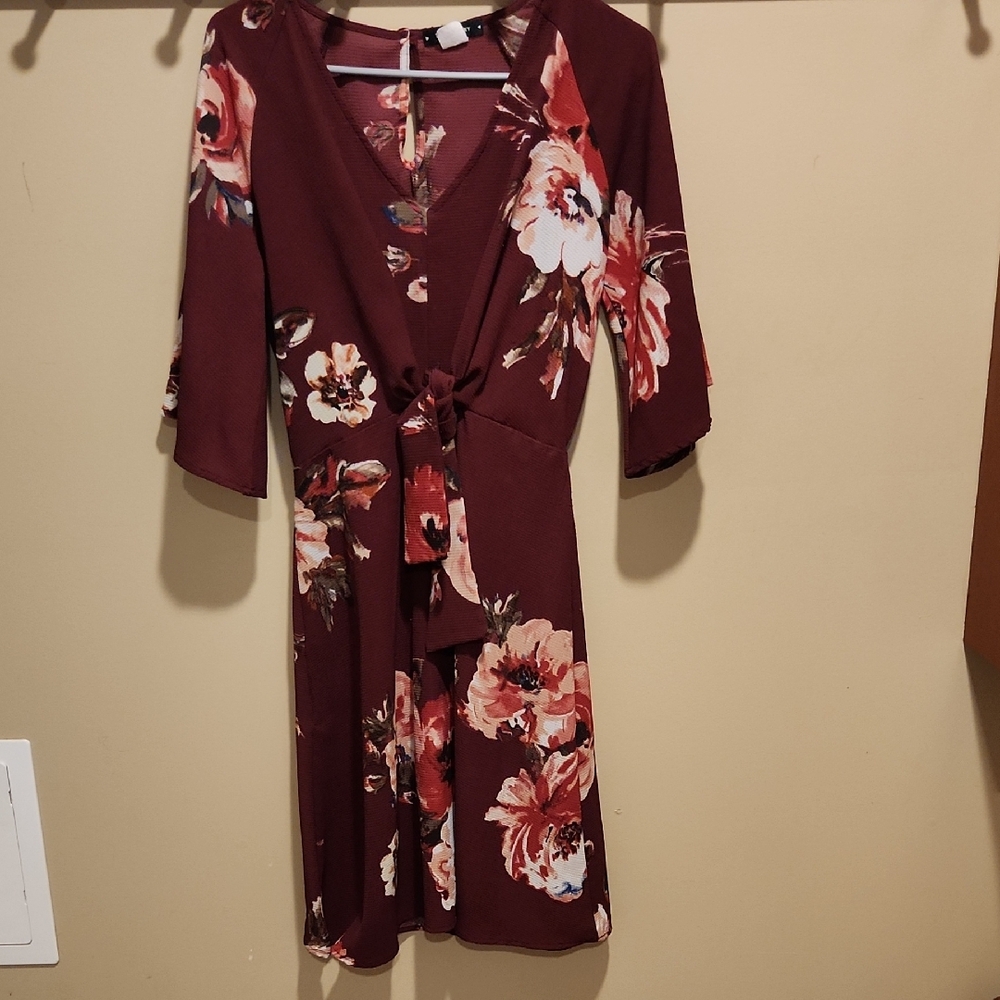 Floral Burgundy Dress